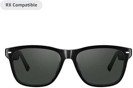 Amazon Echo Frames, an Alexa device (newest model), Smart glasses with Alexa, Square frames in Classic Black with polarized sunglass lenses