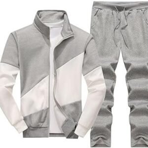 Splicing Stand-up Collar Sweatshirt Suit Casual Sports Cardigan Two-piece Suit
