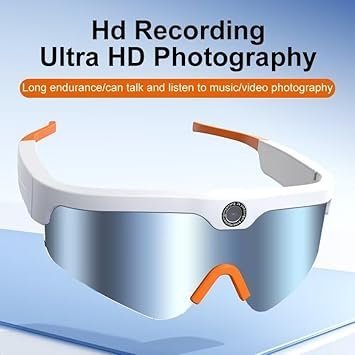 4K Camera Glasses, 2025 AI Smart Sunglasses with 128GB Memory Card, Video Glasses with UV Protection for Outdoor Activities & Travel, Sports & Action Video Cameras- XV15 White Frame