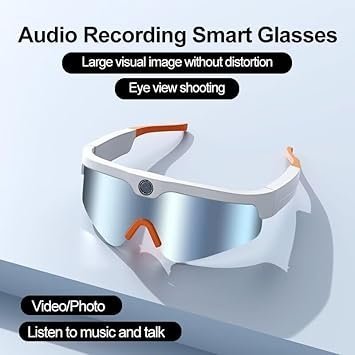 4K Camera Glasses, 2025 AI Smart Sunglasses with 128GB Memory Card, Video Glasses with UV Protection for Outdoor Activities & Travel, Sports & Action Video Cameras- XV15 White Frame