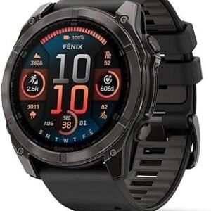Garmin fēnix® 8 – 51 mm, AMOLED, Sapphire, Premium Multisport GPS Smartwatch, Long-Lasting Battery Life, Dive-Rated, Built-in LED Flashlight, Carbon Gray DLC Titanium with Pebble Gray Band