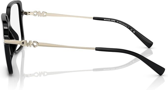 Michael Kors Women's MK4095U Dolonne Universal Fit Square Prescription Eyewear Frames, Black/Demo Lens, 53 mm