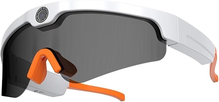 4K Camera Glasses, 2025 AI Smart Sunglasses with 128GB Memory Card, Video Glasses with UV Protection for Outdoor Activities & Travel, Sports & Action Video Cameras- XV15 White Frame