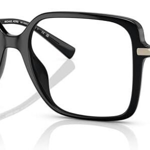 Michael Kors Women's MK4095U Dolonne Universal Fit Square Prescription Eyewear Frames, Black/Demo Lens, 53 mm