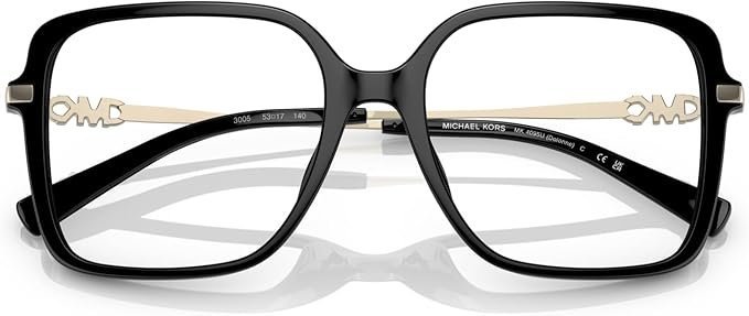 Michael Kors Women's MK4095U Dolonne Universal Fit Square Prescription Eyewear Frames, Black/Demo Lens, 53 mm