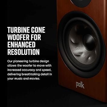 Polk Audio Reserve R200 Large Bookshelf Speaker for Dynamic, Detailed Home Theater Audio, 1" Pinnacle Ring Tweeter & 6.5" Turbine Cone Woofer, Dolby Atmos & IMAX Enhanced, Wall Mountable, White