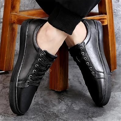 FMURY Men Sneakers Soft Casual Shoes Men Comfortable Breathable -Light Genuine Leather Shoe