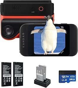 KanDao QooCam EGO - Viewer-Integrated 3D VR Camera, 24MP/8K Photos/4K 60FPS Videos Stereoscopic 3D Instant Display Camera, Compatible on VR Headsets/AR Glasses/Projectors, Charging Kit