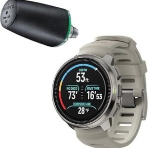SUUNTO Ocean Dive Computer (Sand) + Tank Pod Combo, GPS Multisport Watch for Training, Underwater Route Tracking & Wireless Tank Pressure Monitor