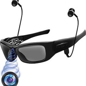 Video Glasses with BluetootHD 1080P Camera Sport Glasses Bluetooth Sunglasses Video Camera, Glasses Action Camera with Earphone for Outdoor, Travel, Cycling (No Audio)h, HD 1