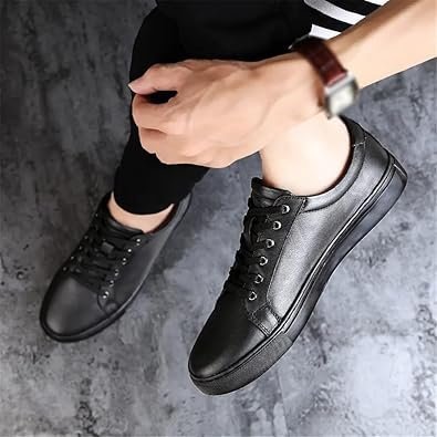 FMURY Men Sneakers Soft Casual Shoes Men Comfortable Breathable -Light Genuine Leather Shoe