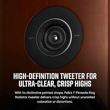 Polk Reserve R200 50th Anniversary Limited Edition Bookshelf Speaker for Dynamic, Detailed Home Theater Audio, 1" Pinnacle Ring Tweeter & 6.5" Turbine Cone Woofer, Dolby Atmos & IMAX Enhanced, Cherry