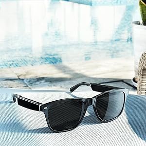 Amazon Echo Frames, an Alexa device (newest model), Smart glasses with Alexa, Square frames in Classic Black with polarized sunglass lenses