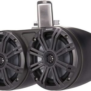 Kicker 45KMTDC65 Marine Tower Speakers with Swivel Clamps & 45KM654L Speakers Charcoal Grills with Black Enclosures