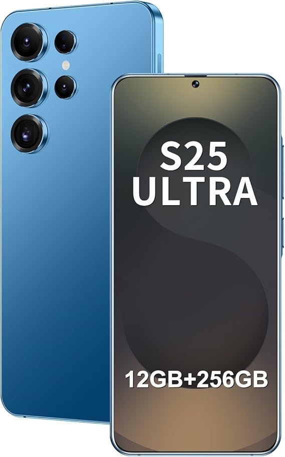 Unlocked Phone S25 Ultra Android Phone 8-core 12GB+256GB Cell Phone 7 inch HD Screen Mobile Phone 108MP+48MP Camera 6800 mAh Battery 5G Dual SIM (Deep Blue)