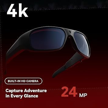 OhO sunshine Ultra 4K Camera Glasses,512GB Built-in Memory Smart Glasses with UV400 Sunglasses Lens for Outdoor Sport