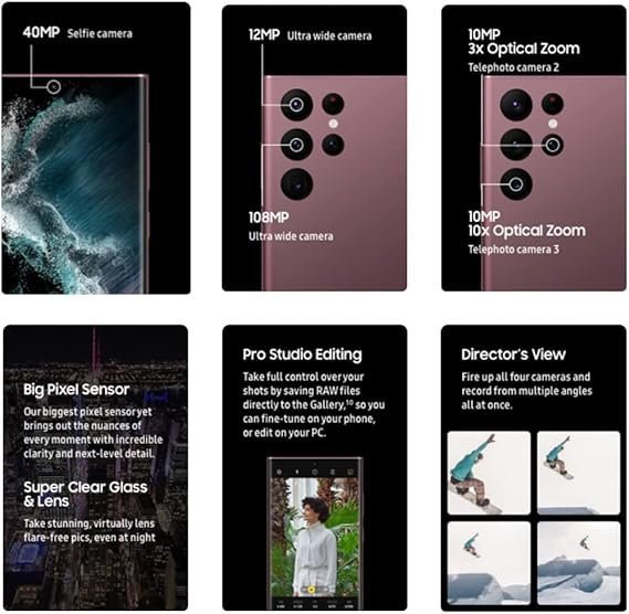 SAMSUNG Galaxy S22 Ultra 5G, US Version, 512GB, Phantom White - Unlocked (Renewed)