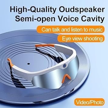 4K Camera Glasses, 2025 AI Smart Sunglasses with 128GB Memory Card, Video Glasses with UV Protection for Outdoor Activities & Travel, Sports & Action Video Cameras- XV15 White Frame