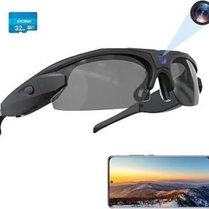 WiFi Camera Sunglasses, 4K Video Glasses HD 1080P with Polarized UV 400 Lens for Cycling, Camping, Driving,Traveling(Include 32GB Card)