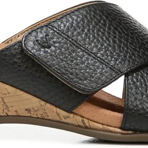 Vionic Leticia Women's Wedge Comfort Sandal Black-tumbled Leathe - 8.5 Medium