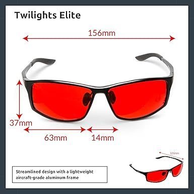 TrueDark Twilights Elite Blue Light Blocking Glasses to Reduce Eye Strain and UV Glare for Better Sleep - Men & Women, Computer Screen, Gaming, TV, Phone - by Dave Asprey