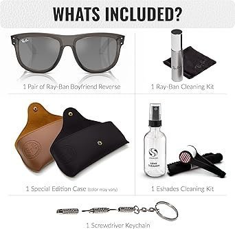 Ray-Ban RBR0501S BOYFRIEND REVERSE Square Shape Sunglasses with Official Eyewear Kit Bundle