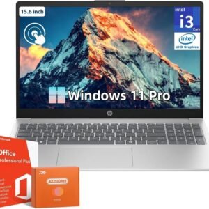 HP 2025 15.6" Touchscreen Laptop, with Office Pro Lifetime License, Intel 13th Core i3-1315U(Up to 4.5GHz), 32 GB RAM, 1 TB SSD, Intel UHD Graphics, Anti-Glare, Windows 11 Pro, w/Accessories