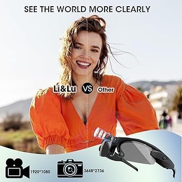 Li&Lu Sport Camera with WiFi, Camera Sunglasses for Outdoor Sports Supports iOS&Android (64GB TF Card Included)