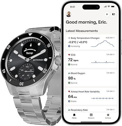 Withings ScanWatch Nova Brilliant Health Smart Watch for Women/Men with ECG, SPO2, Temperature, Sleep, Respiratory Health, Menstrual Cycle Tracker, 30D Battery
