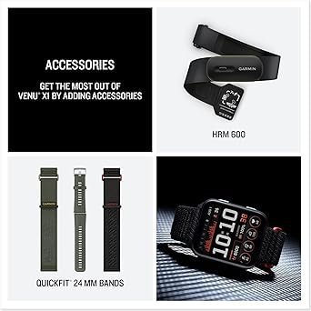 Garmin® Venu® X1, Thin and Lightweight GPS Smartwatch, AMOLED Display, Advanced Health and Fitness Features, Black with Slate Titanium Caseback and Black ComfortFit Nylon Band