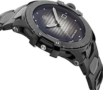 NOVE Modena Swiss Made Automatic Slim 44mm Watches for Men & Women, 12.5mm Thin, 200m Water Resistant, Two Tone Sunray Dial, Date Calendar, Stainless Steel Band