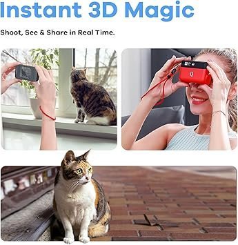 KanDao QooCam EGO - Viewer-Integrated 3D VR Camera, 24MP/8K Photos/4K 60FPS Videos Stereoscopic 3D Instant Display Camera, Compatible on VR Headsets/AR Glasses/Projectors, Charging Kit