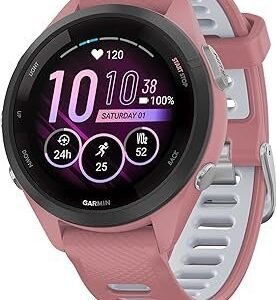 Garmin Forerunner 265S Running Smartwatch, Colorful AMOLED Display, Training Metrics and Recovery Insights, Light Pink and Powder Gray