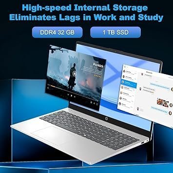 HP 2025 15.6" Touchscreen Laptop, with Office Pro Lifetime License, Intel 13th Core i3-1315U(Up to 4.5GHz), 32 GB RAM, 1 TB SSD, Intel UHD Graphics, Anti-Glare, Windows 11 Pro, w/Accessories
