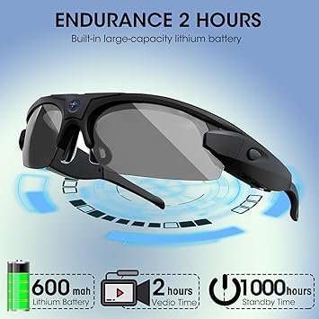 Li&Lu Sport Camera with WiFi, Camera Sunglasses for Outdoor Sports Supports iOS&Android (64GB TF Card Included)
