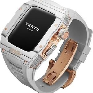 VERTU H1 Diamonds Smart Watch for Men, Mechanical Smartwatch for Android with 1.85" Sapphire Display, Answer/Make Call, Fitness Watch, Blood Oxygen, Heart Rate and 100+ Sports Modes (White/Gold)