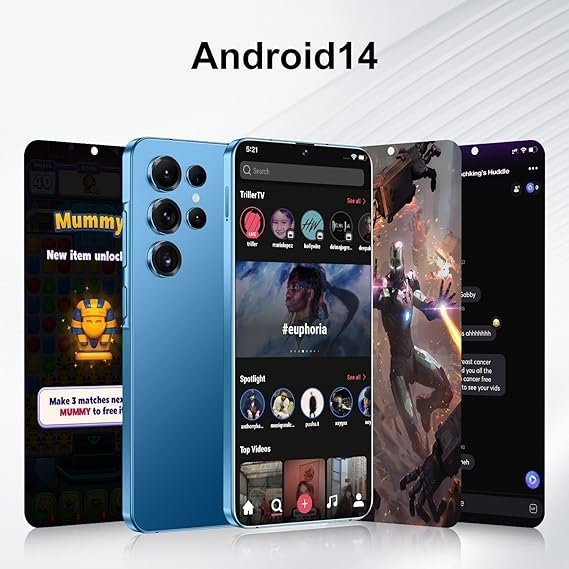 Unlocked Phone S25 Ultra Android Phone 8-core 12GB+256GB Cell Phone 7 inch HD Screen Mobile Phone 108MP+48MP Camera 6800 mAh Battery 5G Dual SIM (Deep Blue)