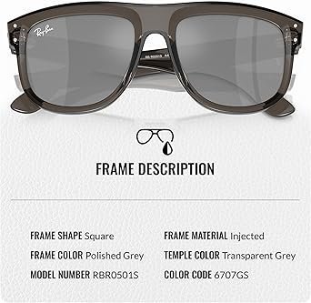 Ray-Ban RBR0501S BOYFRIEND REVERSE Square Shape Sunglasses with Official Eyewear Kit Bundle