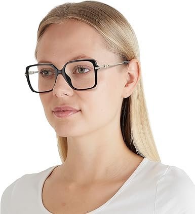 Michael Kors Women's MK4095U Dolonne Universal Fit Square Prescription Eyewear Frames, Black/Demo Lens, 53 mm