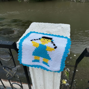 Handmade Crochet Bath Mitt with Girl Figure