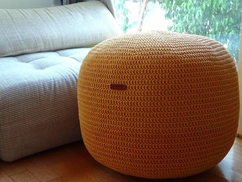 Handmade crochet pouf