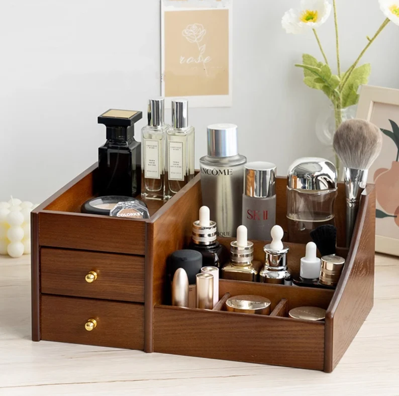Vintage Wooden Makeup Organizers,