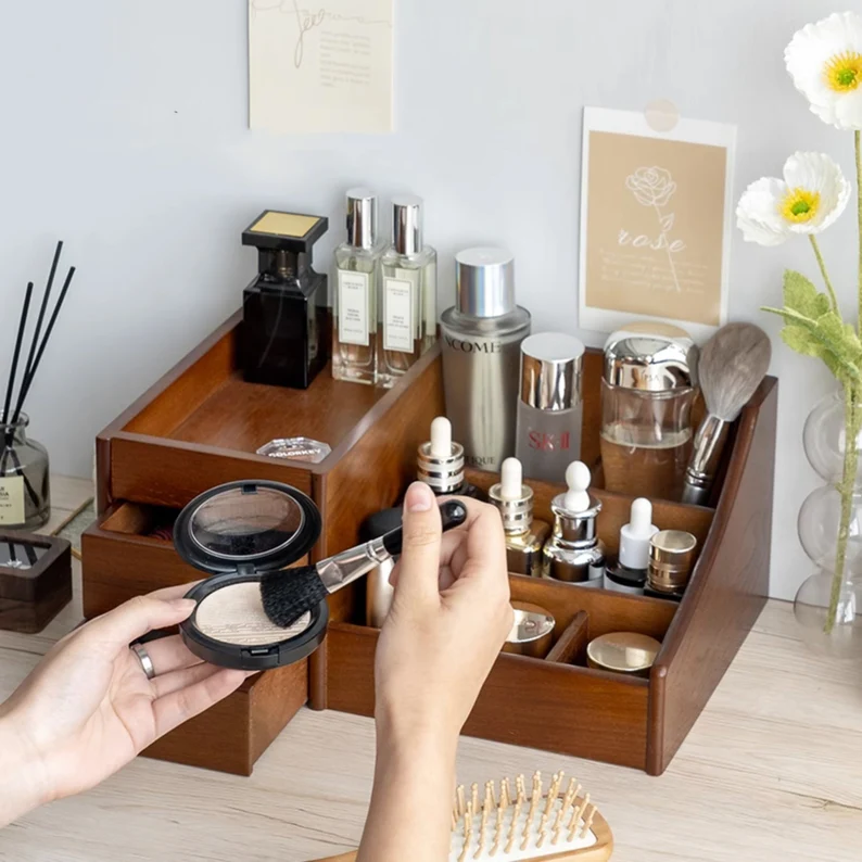 Vintage Wooden Makeup Organizers,