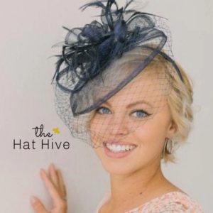 Navy Blue Fascinator on headband Women's