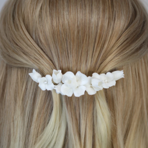 Porcelain White Flower Blossom Bridal French Hair Clip
