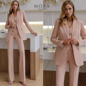 Beige 3-Piece Pantsuit