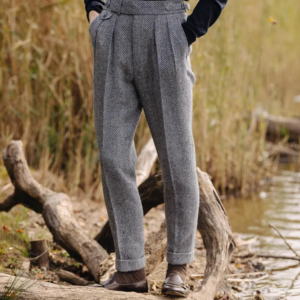 Herringbone Grey Wool