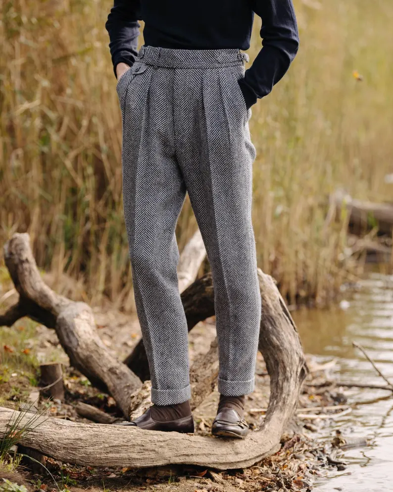 Herringbone Grey Wool