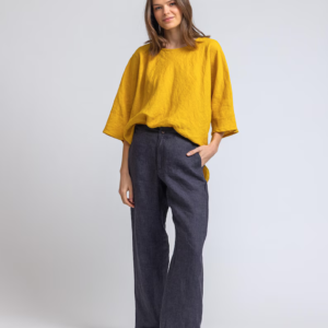 Long linen trousers with slant pockets