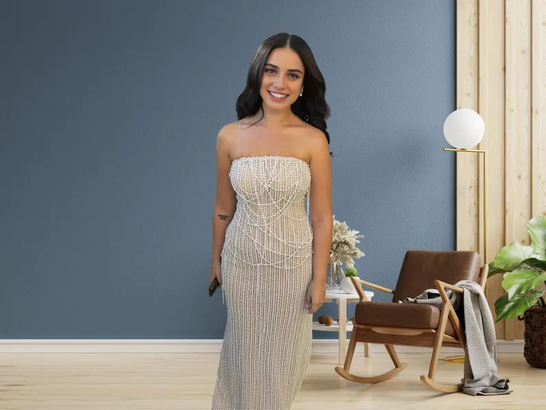 Pearl Beaded Mini Dress - Strapless Backless Prom Gown